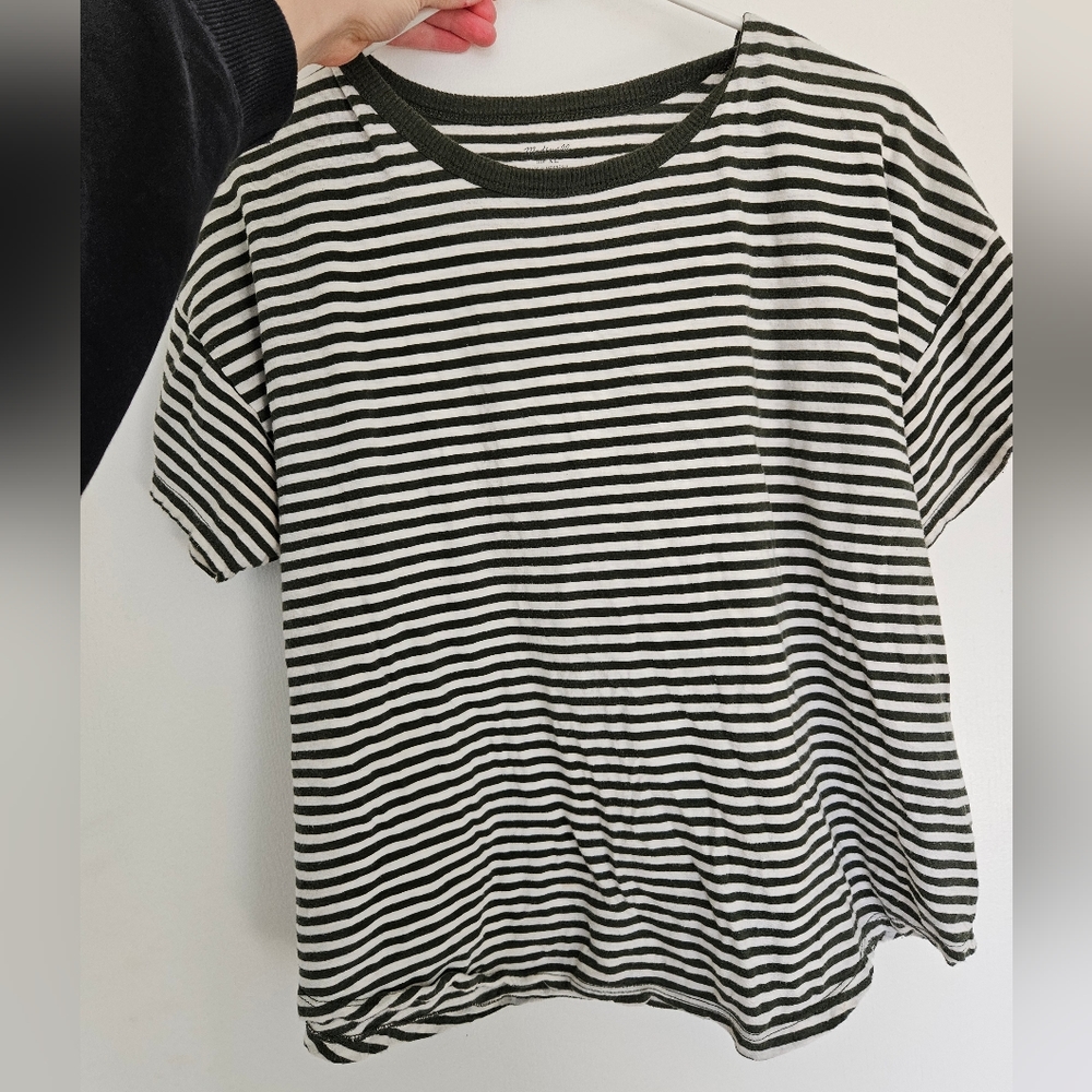 Madewell green striped t-shirt